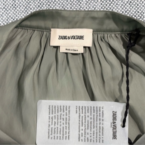 Zadig & Voltaire NWT. Tink Satin Blouse. Green. Sz M - Picture 10 of 13